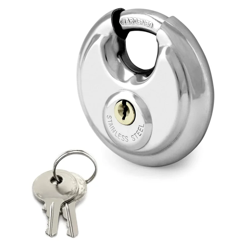 

A14M Disc Locks, Heavy Duty Steel Keyed Padlock Disc Storage Locks For Storage Unit Moving Trailers, 3/8Inch Shackle