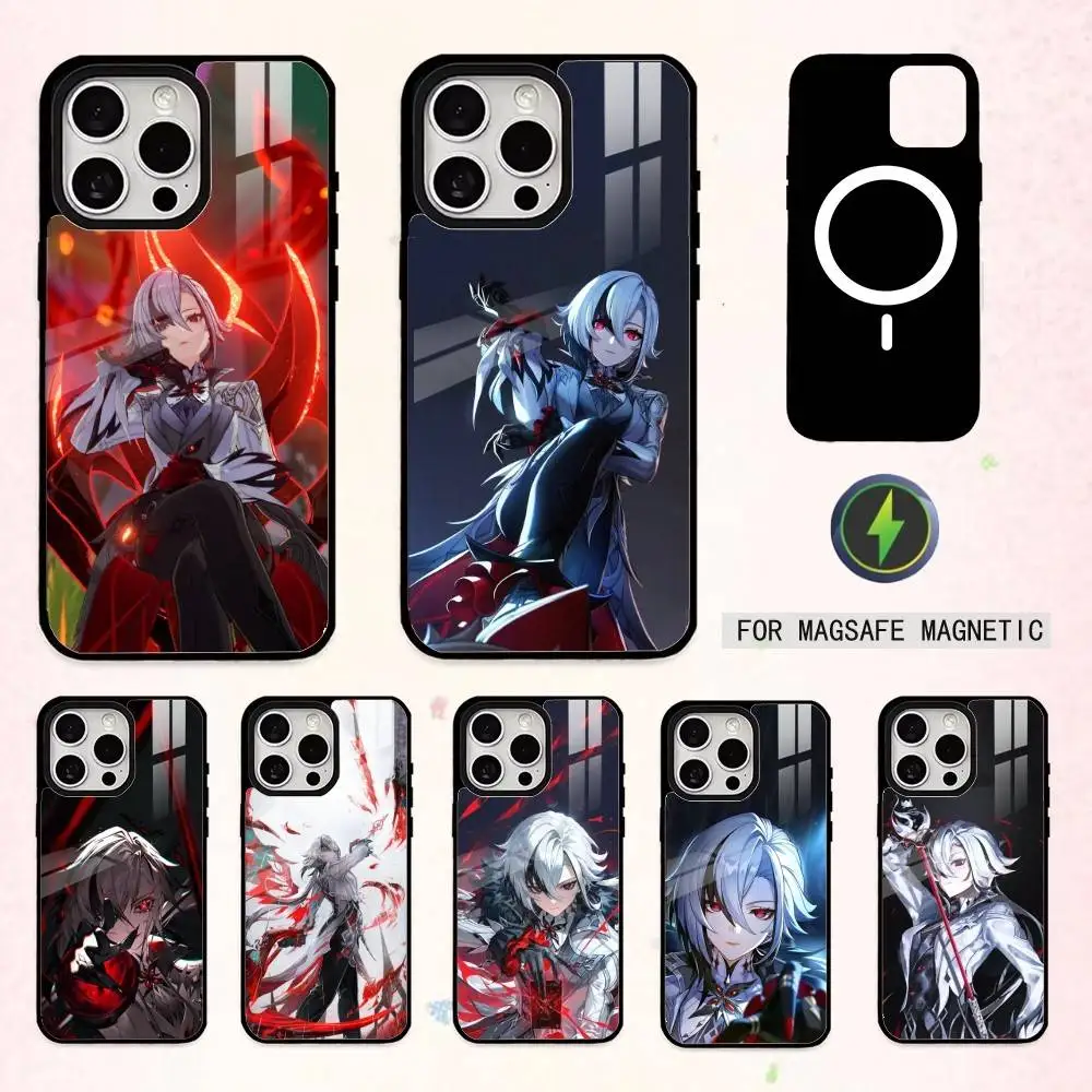 

A-Arlecchino G-Genshin Impact Phone Case For iPhone17,16,15,14,13,12,11 Plus,Pro Max Magnetic For Magsafe Wireless Charging