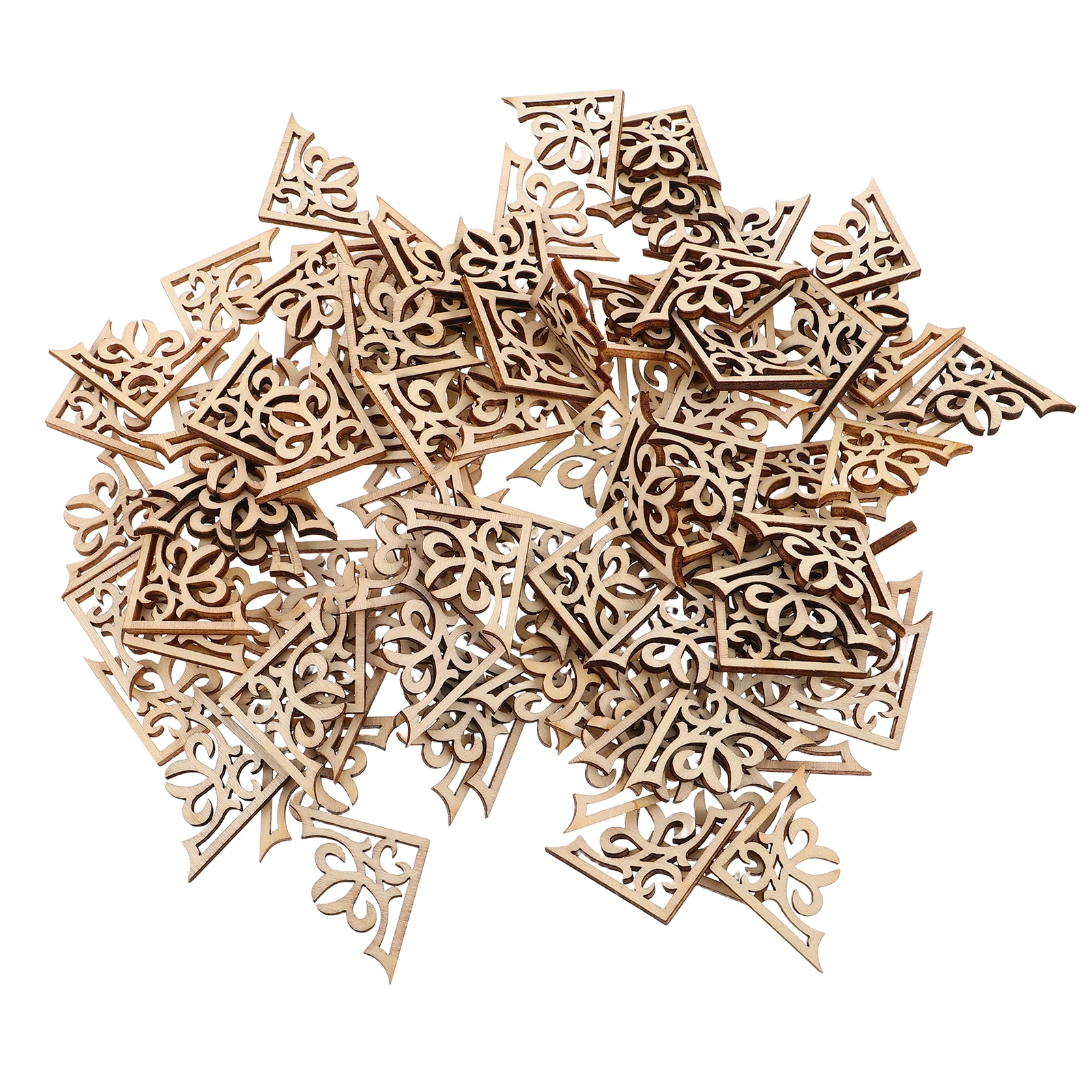 

100pcs Wood Carved Decorations Beautiful Applique Frame Unpainted Wall Cabinet Retro DIY European Flower Board