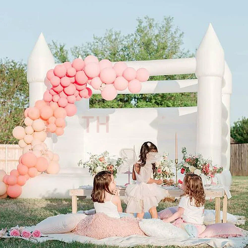 Entrega gratuita atividades ao ar livre castelo inflável de casamento branco 13x13 pés 4x4m casa inflável de aluguel de festa comercial com