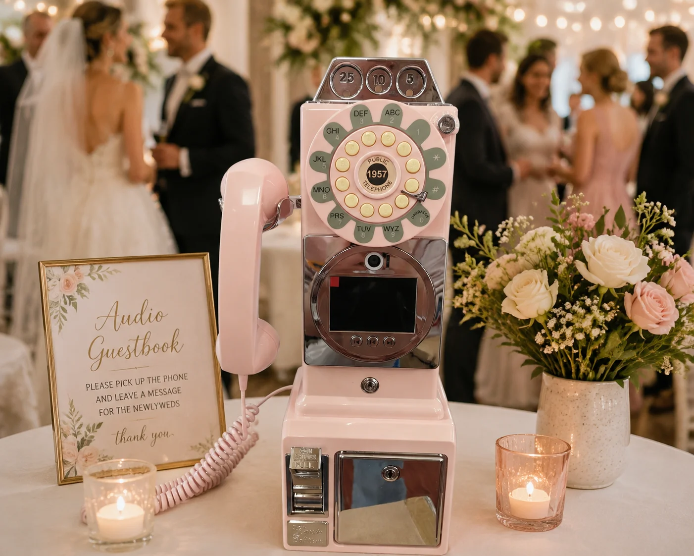 FiayaCom Video guestbook Retro phone, Audio Wedding Phone, With a messaging feature，Record Preserve Your Special Occasions, for