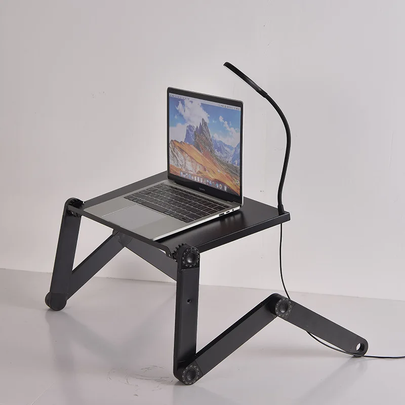 Laptop Bed Tray Desk with LED Desk Lamp, Mouse Pad, Cooling Fan, Adjustable Laptop Stand for Bed Foldable Laptop Table