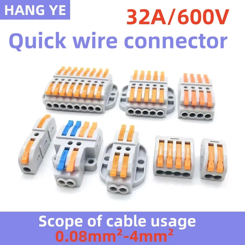 ขั้วต่อสายไฟขนาดกะทัดรัดอเนกประสงค์5ชิ้นสำหรับต่อสายไฟขนาดเล็ก28-12AWG