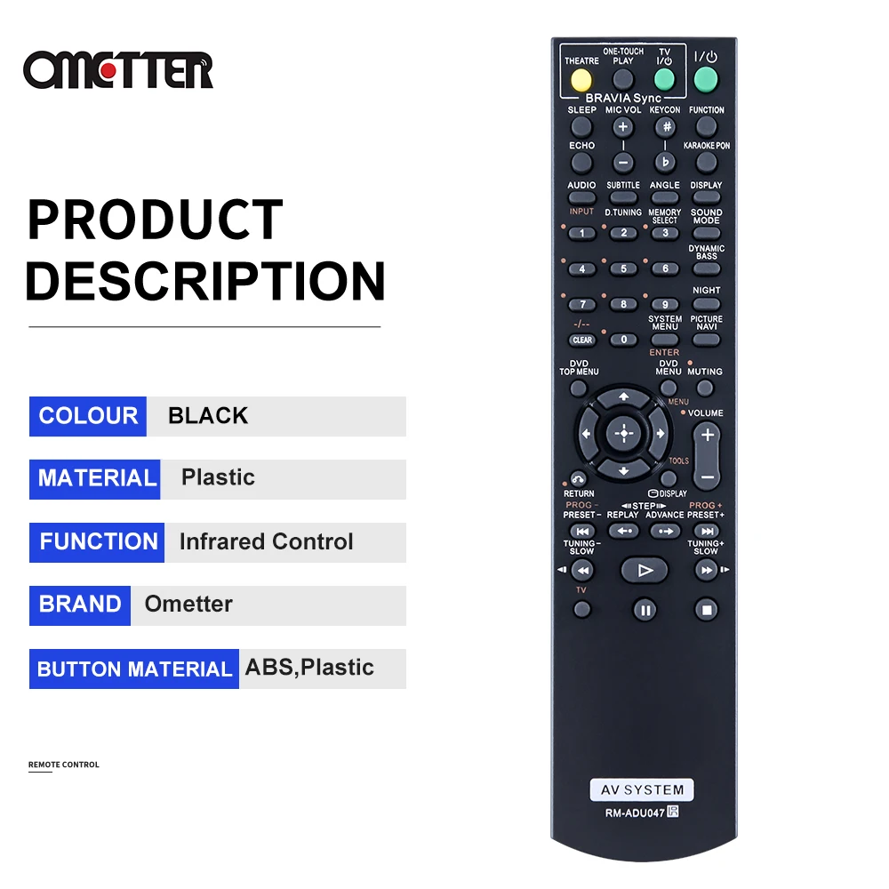 New Remote Control RM-ADU047 Fit for Sony DVD Player Receiver DAV-HDX275 DAV-HDX277WC DAV-HDX475  DAV-HDX576W HCD-DX17