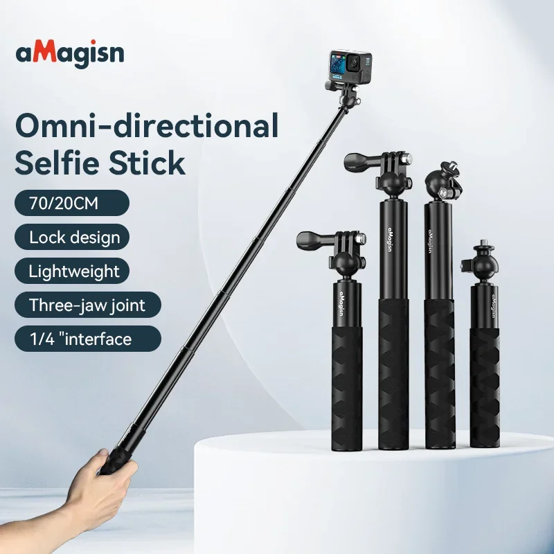 aMagisn Omni-directional Selfie Stick for Insta360/DJI/GoPro 360° Rotation Aluminum Alloy Selfie Stick Accessories image 4