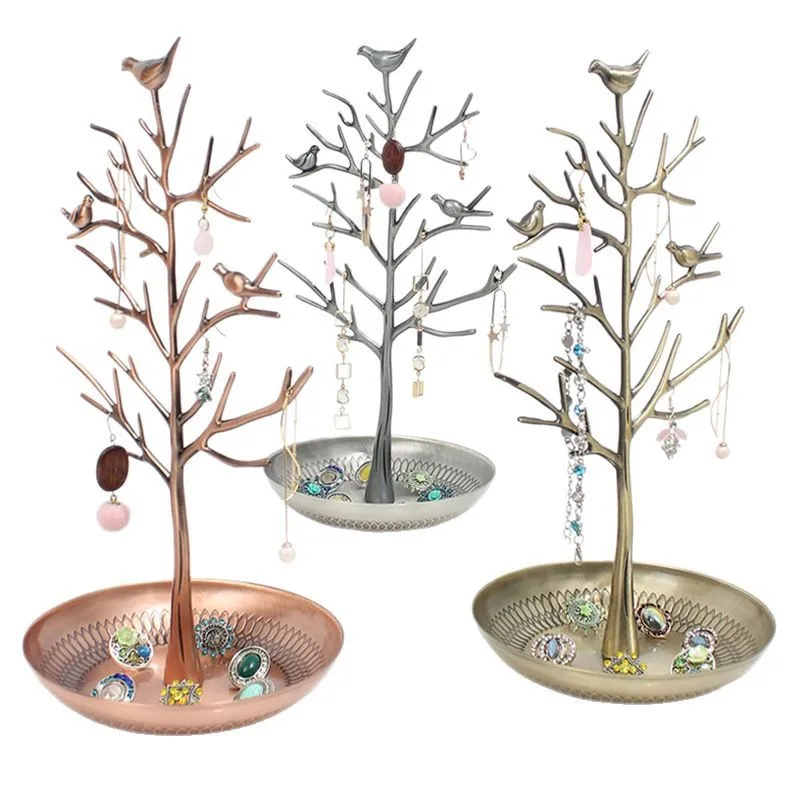 bird tree earring rack jewelry display stand alloy acacia tree jewelry holder decorative ornament home bedroom dresser