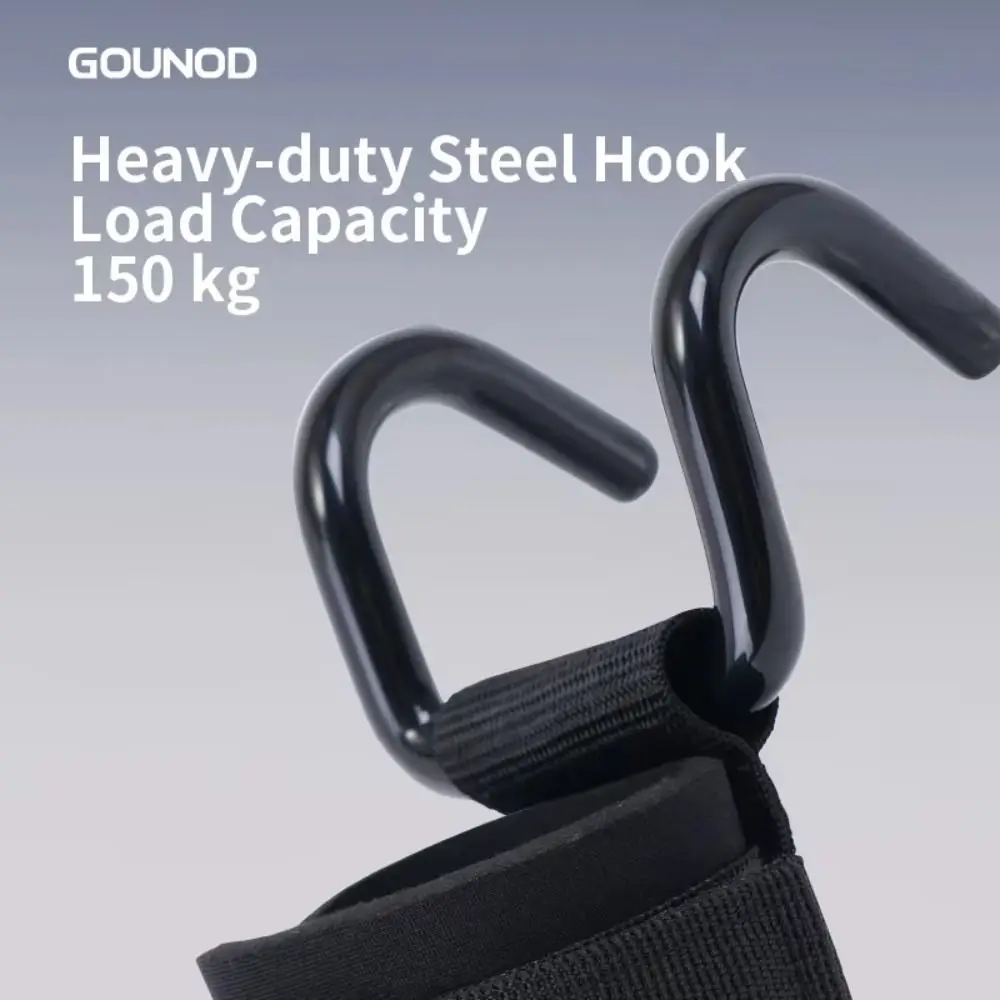 

1 pair Pull-up Weight Lifting Grip Hook Non-Slip Black Auxiliary Power Wrist Guard 1 Pair Adjustable Steel Hook Grips Strap Gym