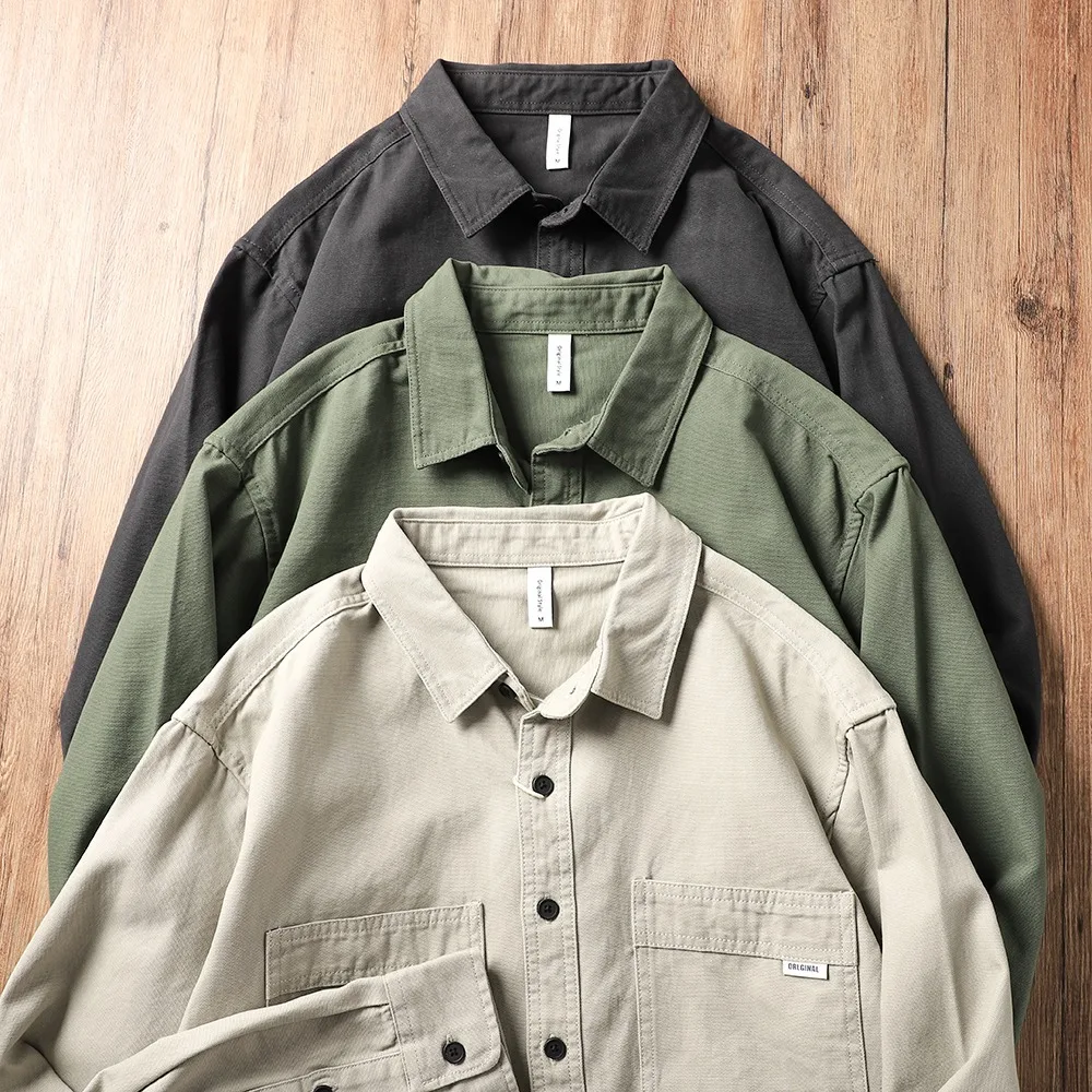Amerikanischer Stil Arbeitsjacke für Herren Japanisches Retro-Hemd Oberbekleidung Jugendliche Trendmarke Frühherbst Dünne Lose Freizeitjacke