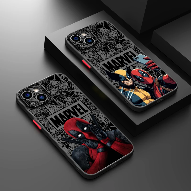 Marvel Comic Deadpool Wolverine For Apple iPhone 15 14 13 12 11 X XR XS 8 Mini Plus Pro Max Frosted Translucent Phone Case