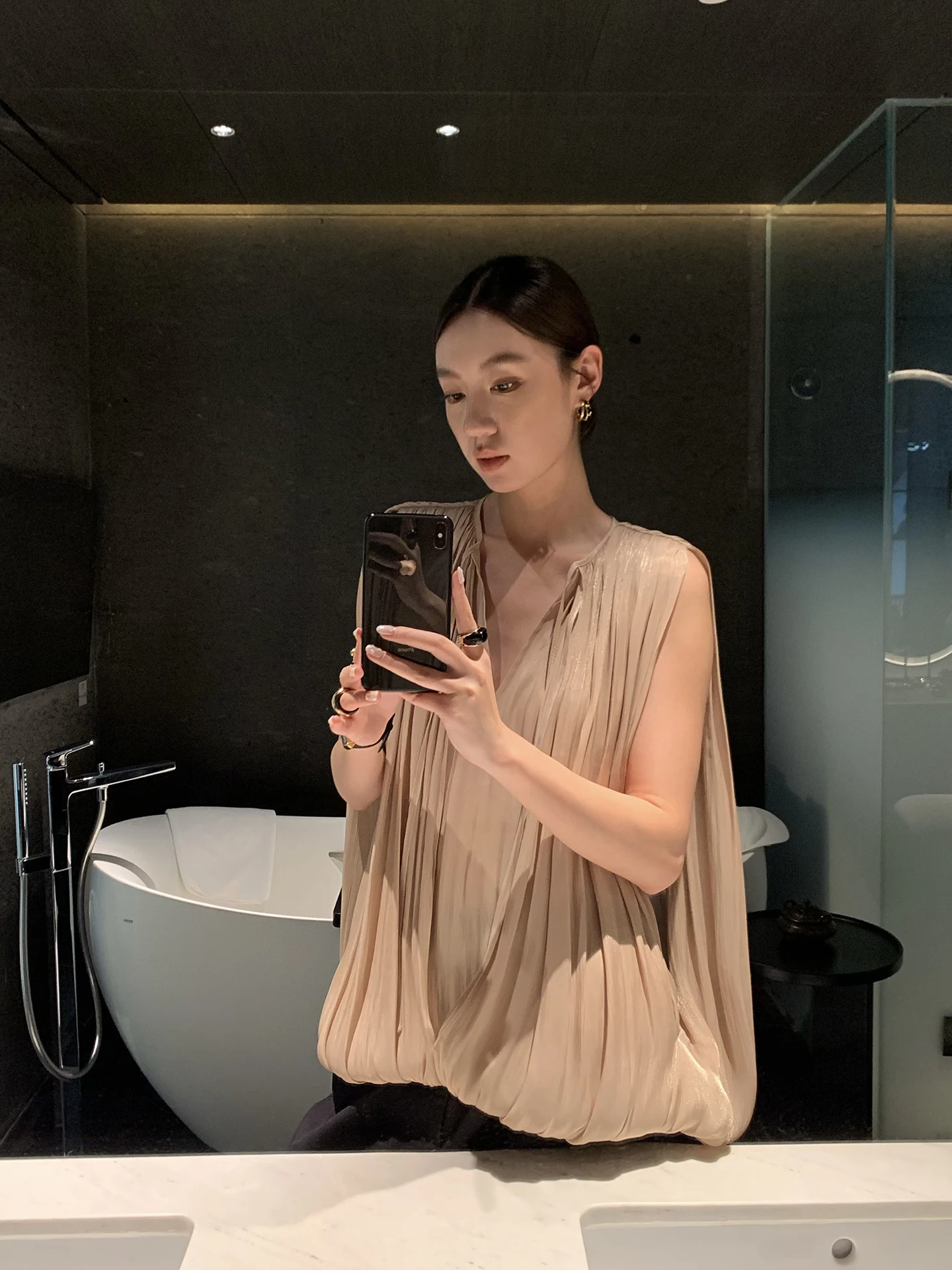 

Официальный женский топ Gakee с V-образным вырезом, миди, с защитой от солнца, модный, для повседневной носки, летний, новый, из шифона, во французском стиле