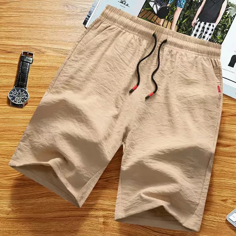 Casual gelo seda orts masculino verão respirável solto ajuste fino beachwear spor equitação calças juventude cintura elástica