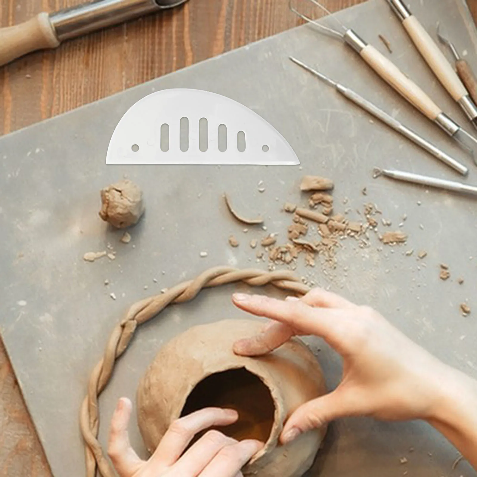 

Clay Sculpting Tool Pottery Plastic Moon Shaped Scraper for Carving Shaping Smoothing Ceramic Sculpture DIY Pottery Art Supplies