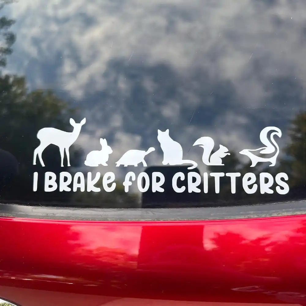 I Brake For Critters Decals  Animal Lover Sticker Funny Cute Bumper Critters Sticker Pack Exterior Accessories Waterproof PVC