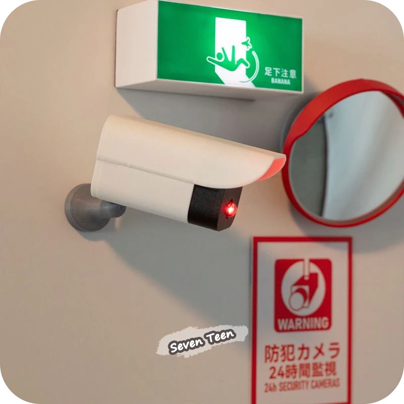 Simulated Mini Surveillance Camera Fridge Magnet Pegboard Creative 3D Magnetic Decoration Warning Light