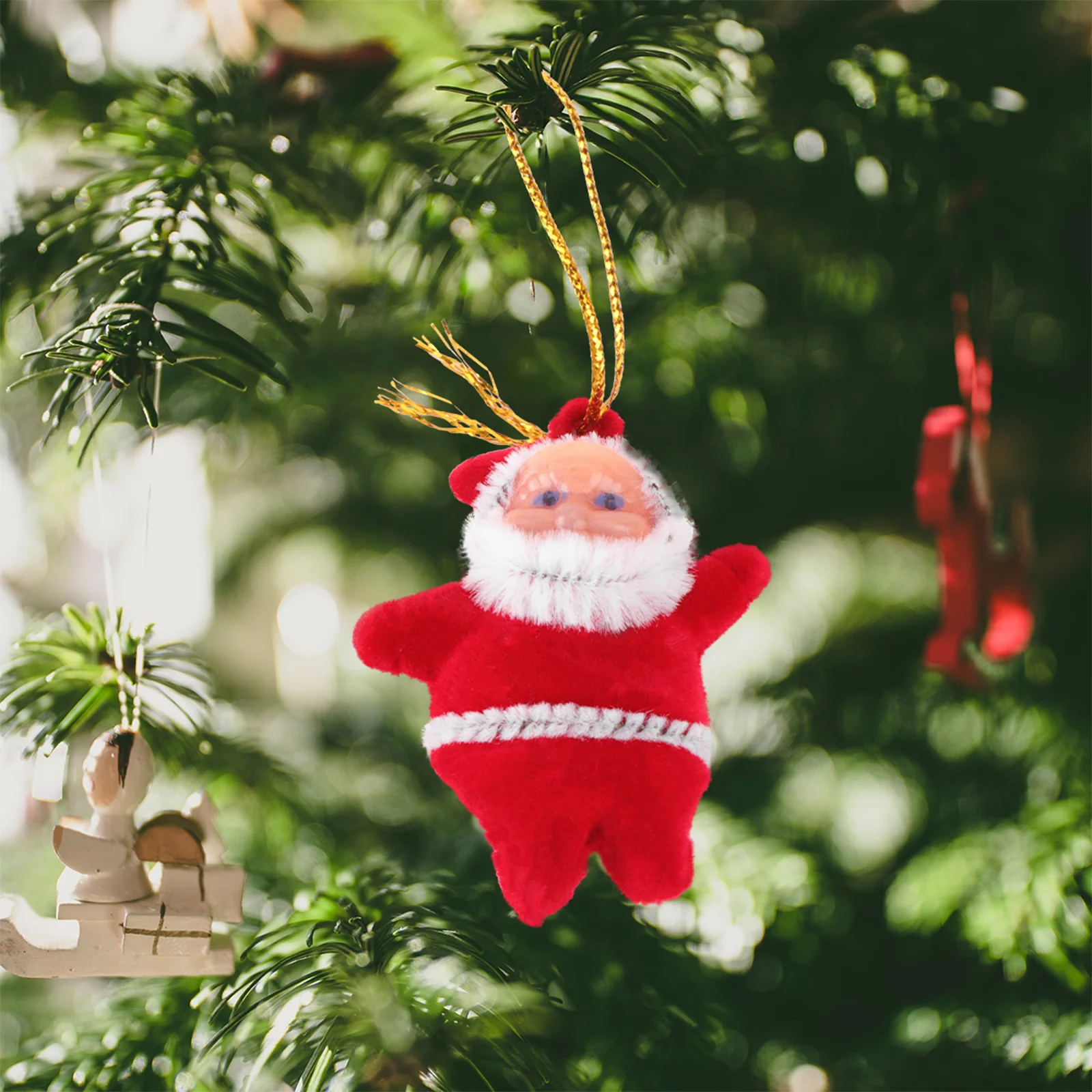 

50Pcs Mini Santa Claus Pendant Christmas Tree Hanging Decorations Red Cloth Xmas Tree Ornaments Festival Decor