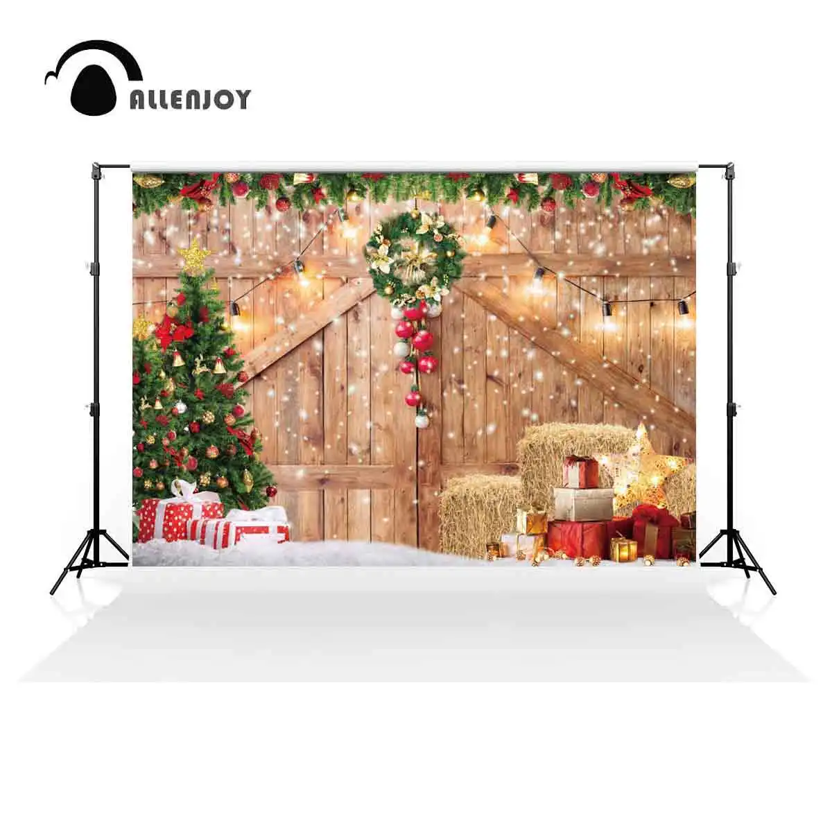 

Allenjoy Rustic Christmas Barn Door Photography Backdrop