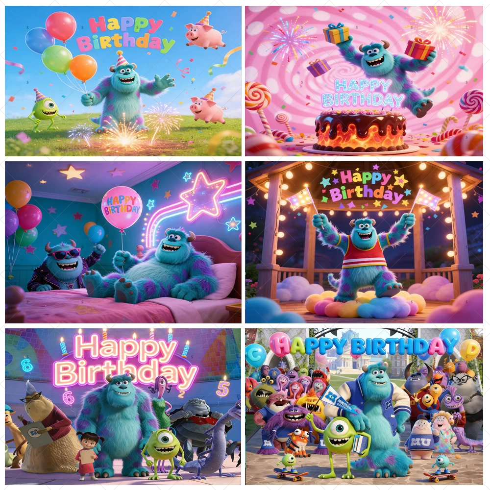 

Cartoon Monsters University Theme Birthday Party Decoration Backdrop Baby Shower Photography Background Photo Shoot Gifts Poster