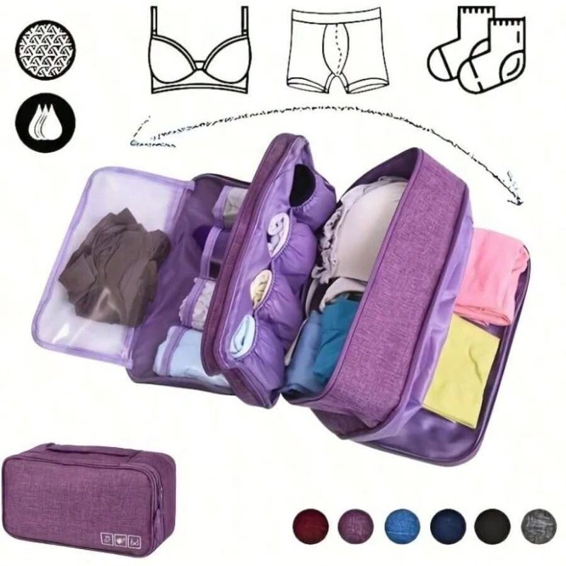 1pc Travel Packing Organizer Lightweight Zipper Storage Bag For Underwear Socks Accessories For Luggage & Suitcases Travel Bag