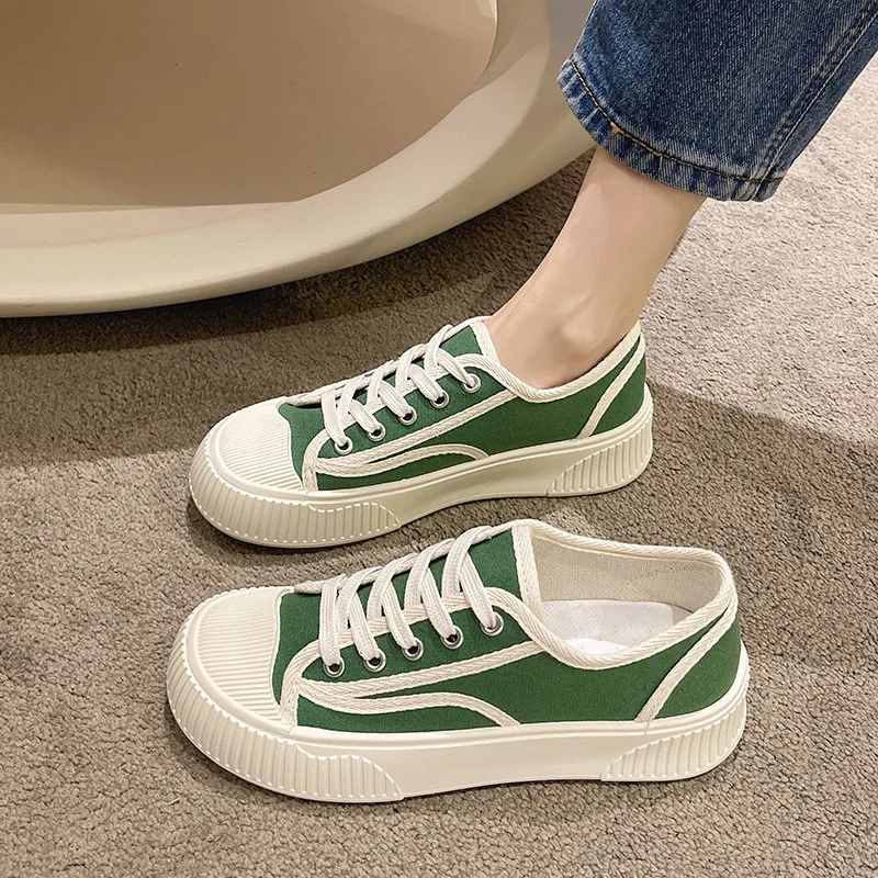 รองเท้าผ้าใบสำหรับผู้หญิง, รองเท้าสตรีพื้นหนา2023หลากหลายใหม่ระบายอากาศได้รองเท้ากีฬาบอร์ดบิสกิต