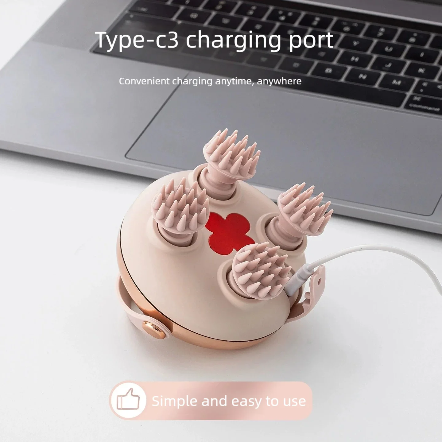 Handheld Head Massage Instrument Rechargeable Red Light Head Kneading Massager Scalp Stress Relax Body Cat Massage Waterproof