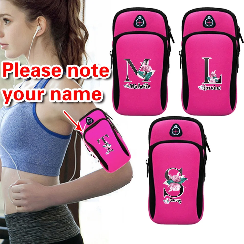Customized Name Arm Strap Sports Phone Bag Running Arm Phone Bag Sports Phone Bag Personalized 26 Simple Alphabet Series