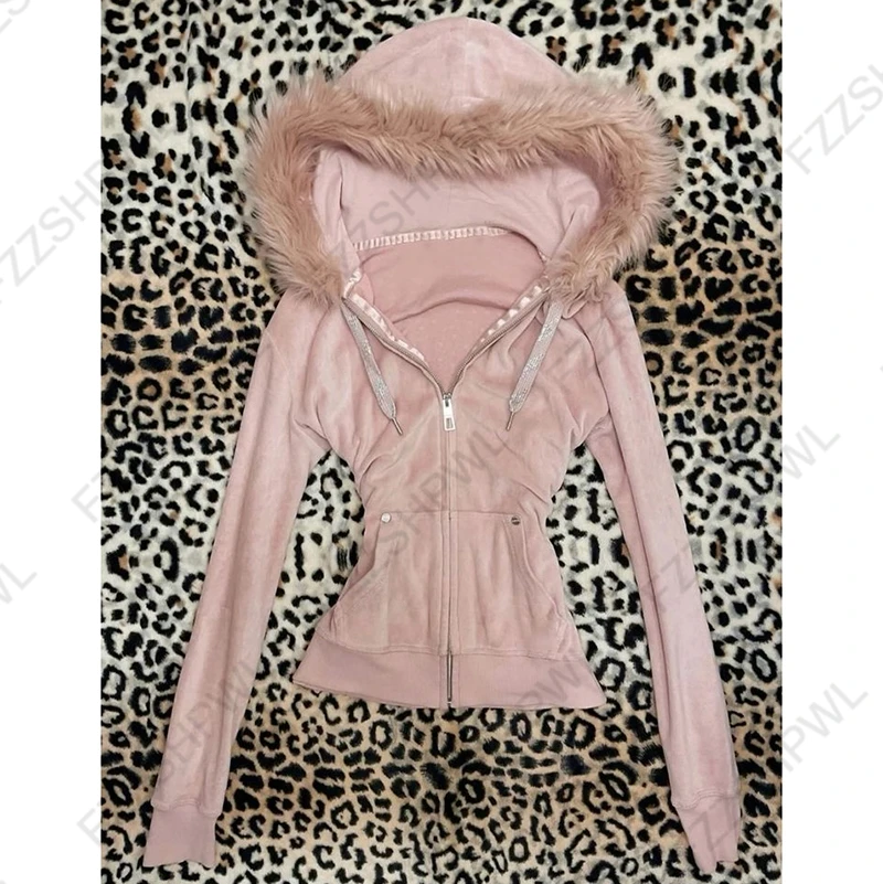 Ropa de moda Kawaii para mujer, ropa informal suelta, Sudadera con capucha Y2K de calle alta, Sudadera con capucha Grunge Goth Punk con cremallera