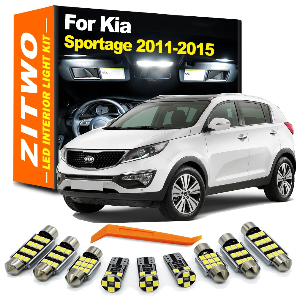 ZITWO 12Pcs For Kia Sportage 3 MK3 2011 2012 2013 2014 2015 LED Interior Light Dome Sun Visor Bulb Trunk Number Plate Lamp Kit