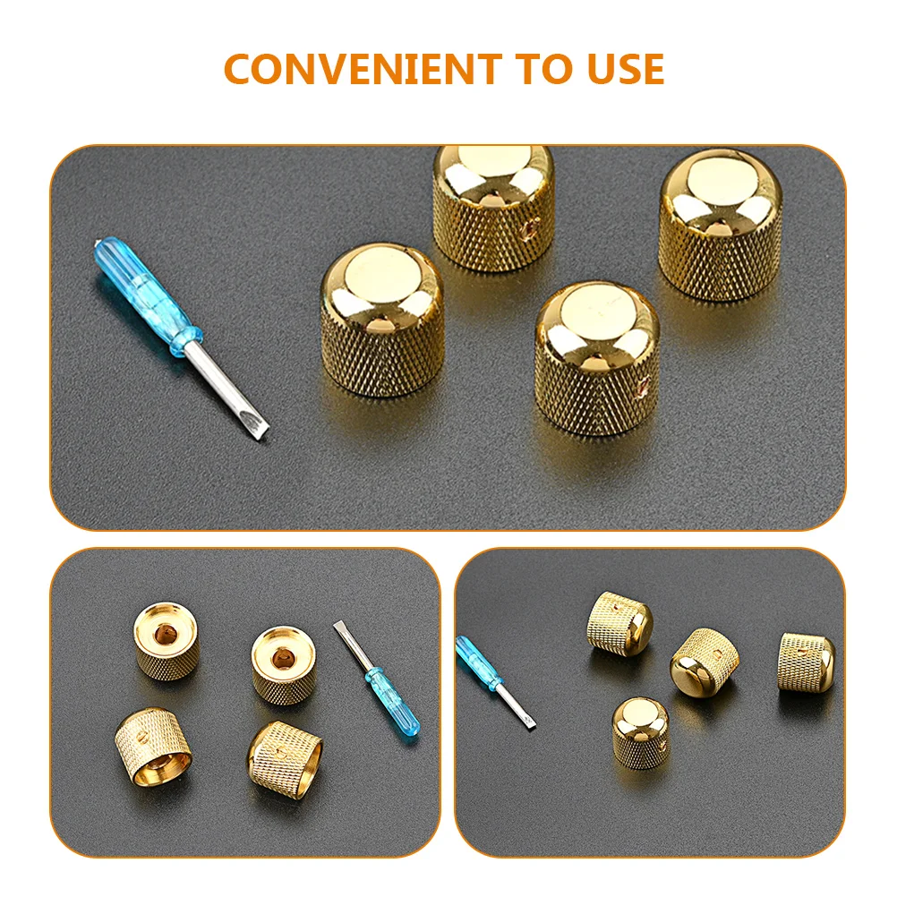 

4 Pcs Guitar Knob Accessories Volume Caps Dimming Accessory Metal Control Knobs Potentiometer