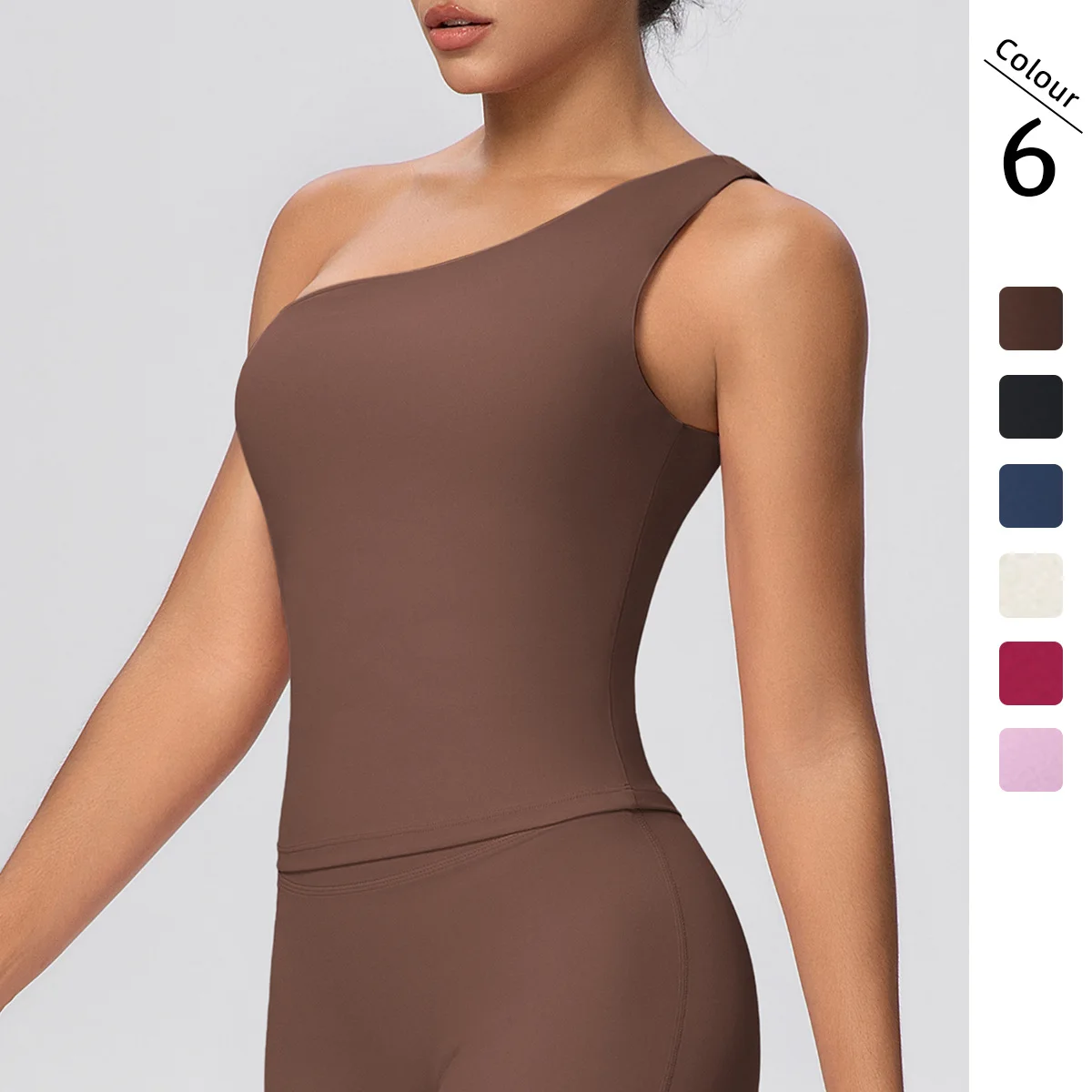 Summer Breathable Single Shoulder Sports Yoga Vest for Woman Sexy Backless Solid Color Gym Running Tight Workout Top Yoga Vest