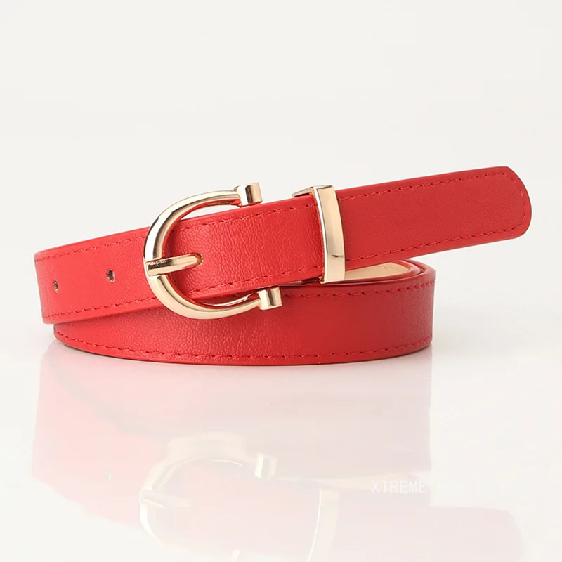 New Women Belts PU Leather Simple Metal Buckle Belt Girls Dress Jean Pants Waistband Belts for Lady Luxury Designer Brand