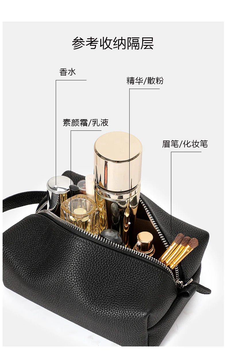 Aidrani Echtleder-Lunchbag für Damen, 2026 Neue Mini Tragbare Kosmetiktasche mit Reißverschluss, Aufbewahrungstasche für Toilettenartikel – Detail 9