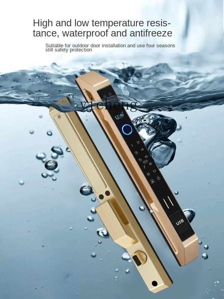 cc29Automatic Broken Bridge Aluminum Fingerprint Lock 3D Face Recognition Horizontal Shift Sliding Door Smart Lock view 4