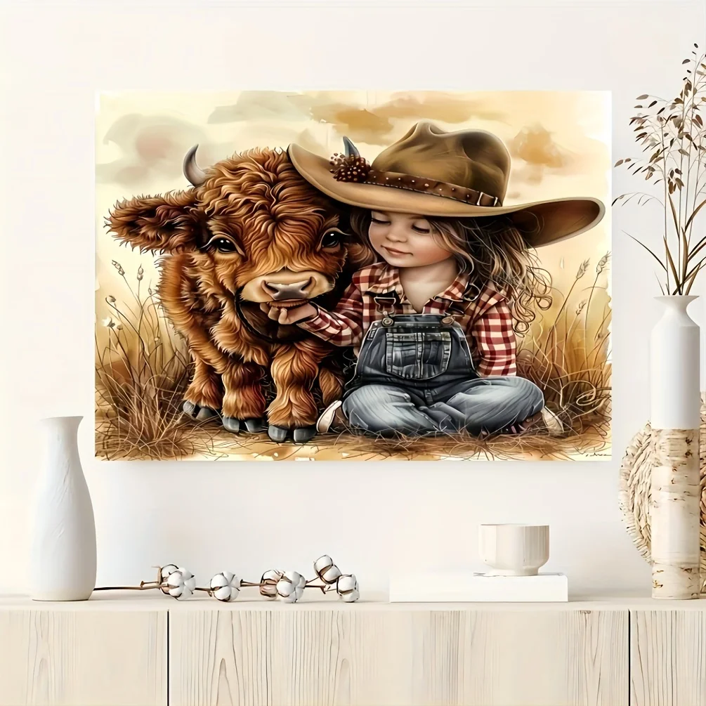 

1000pcs Denim-Style DIY Jigsaw Puzzle for Adults - Thick & Durable White Card with Charming Countryside Artwork (19.7"x27.5")