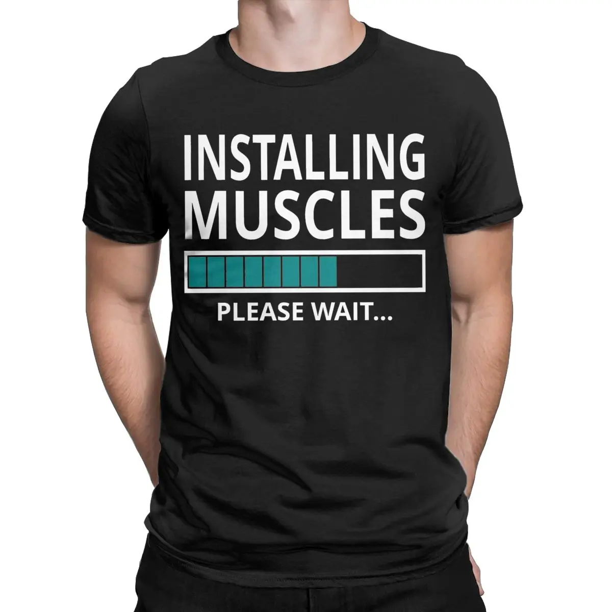 Men's T-Shirts Installing Muscles Please Wait Novelty Pure Cotton Tees Short Sleeve T Shirt Crewneck Clothing Summer