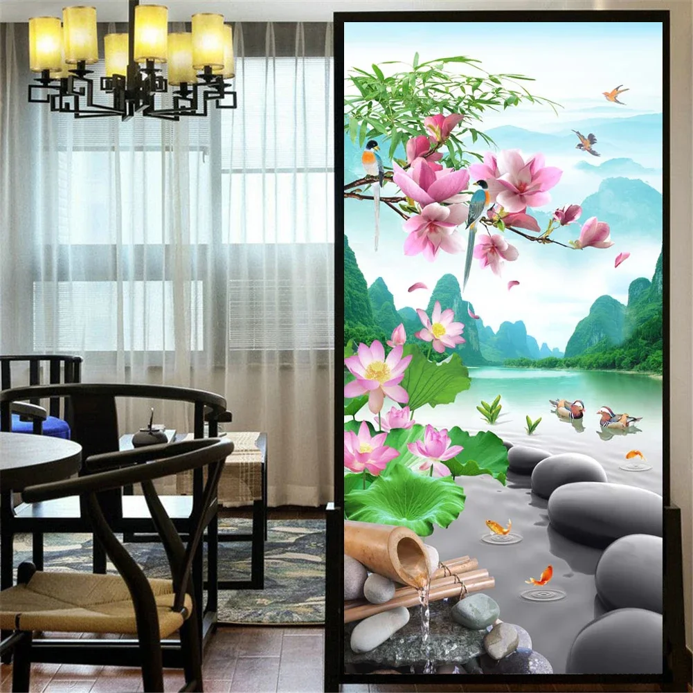 Flower  Decorative Windows Privacy Film  Stained Glass Window Stickers No Glue Static Cling Frosted Window Decals 26