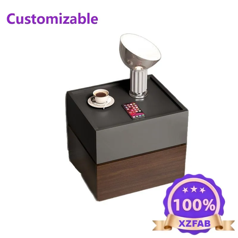 Factory Direct 2026 Bedroom bedside table Small apartment Home bedside small cabinet Storage cabinet E0 grade solid wood multi-l