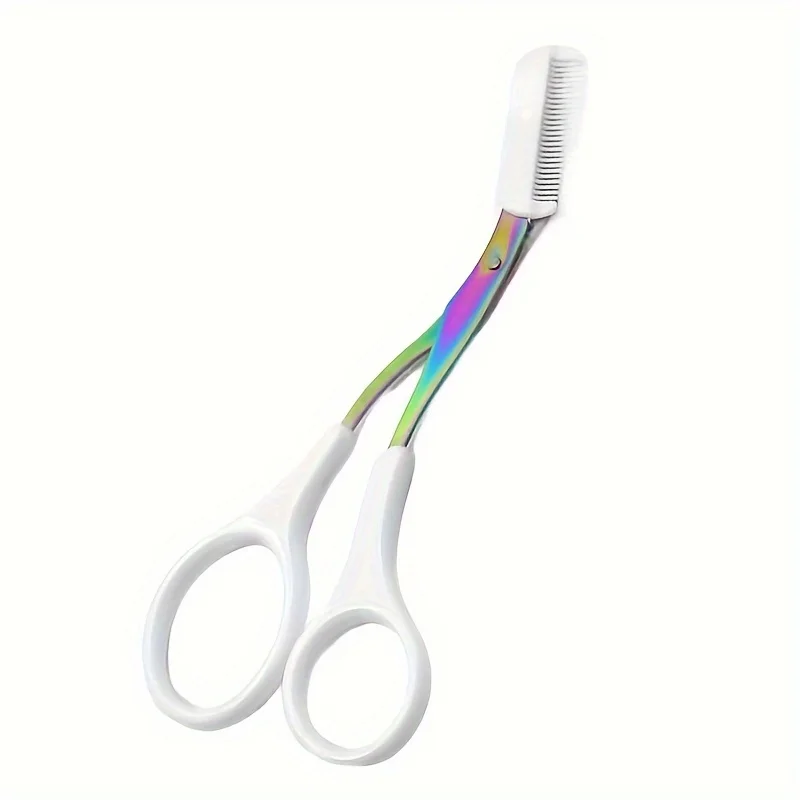 1pieces Stainless Steel Color Titanium Eyebrow Trimmer Scissors, Eyebrow Scissors with Comb image 5