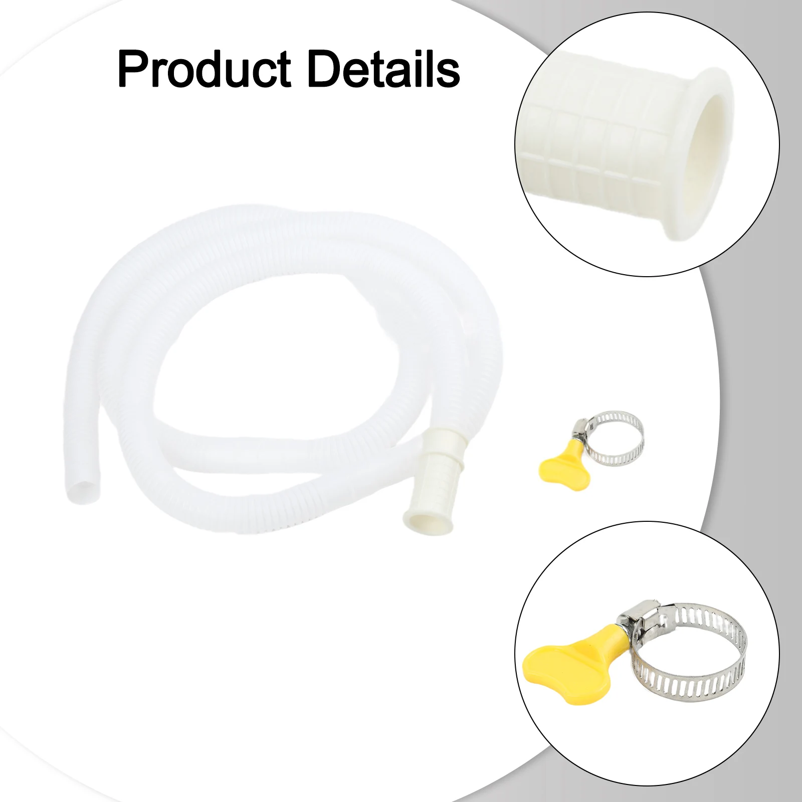 1PC Washing Machine Drain Hose Flexible Plastic Water Pipe Extension Leak-Proof With Clamp Cuttable 1/1.5/3/4/5M