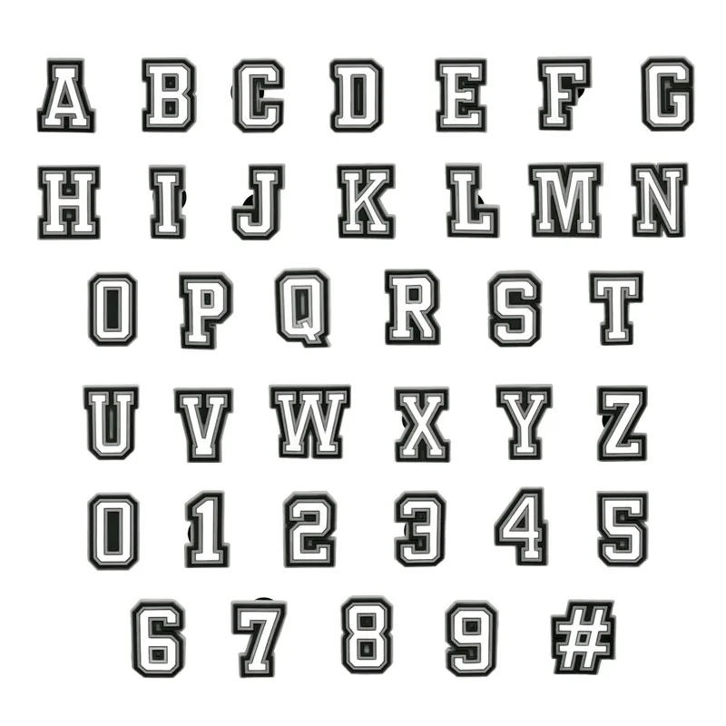 زخرفة أحذية الحروف 0-9 #   عدد الأبجدية ABC-Z أحرف الصنادل أحذية زهرة DIY اكسسوارات الزينة للرجال والنساء
