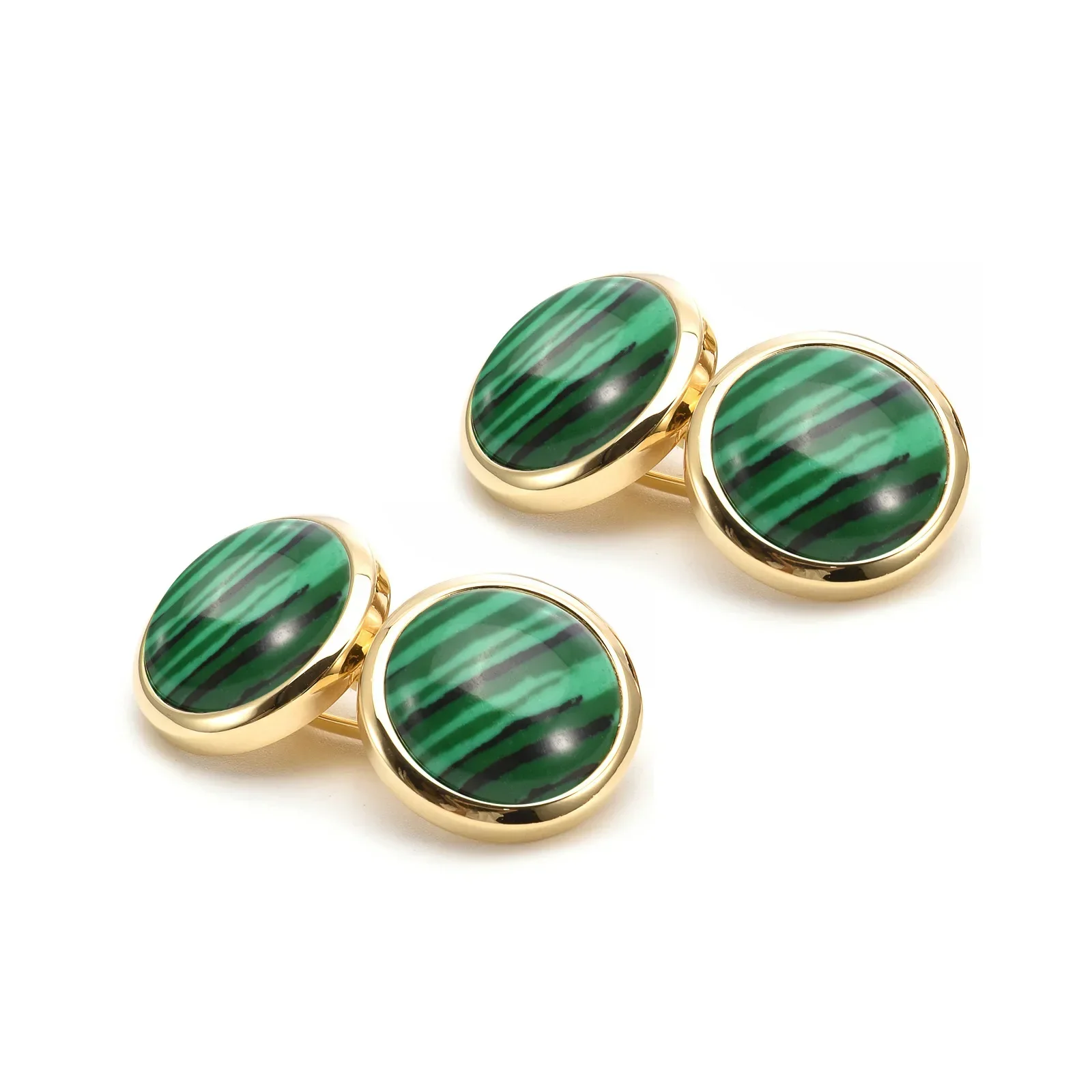 Natural Stone French Cufflinks Reversible Blue Sandstone Malachite Chain Cuff Links High-end Men\'s Business Suit Shirt Buttons