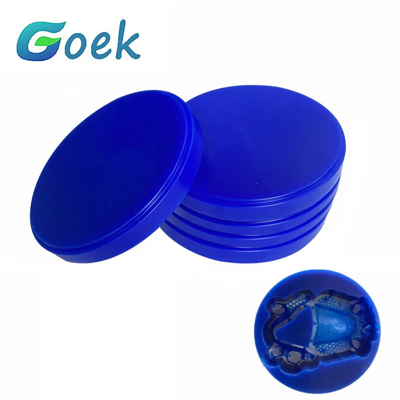 5pcs Dental Blue Wax Blocks Disc Carving OD 98mm 10-25mm CAD/CAM Dentistry Wax Disks Materials Shore D Hardness 45-55 degrees