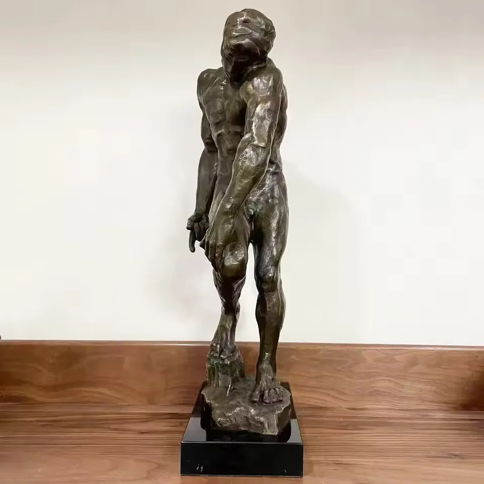

54CM Large Rodin's Adam Statue Famous Classical Man Sculpture Art Gorgeous Home Office Decor