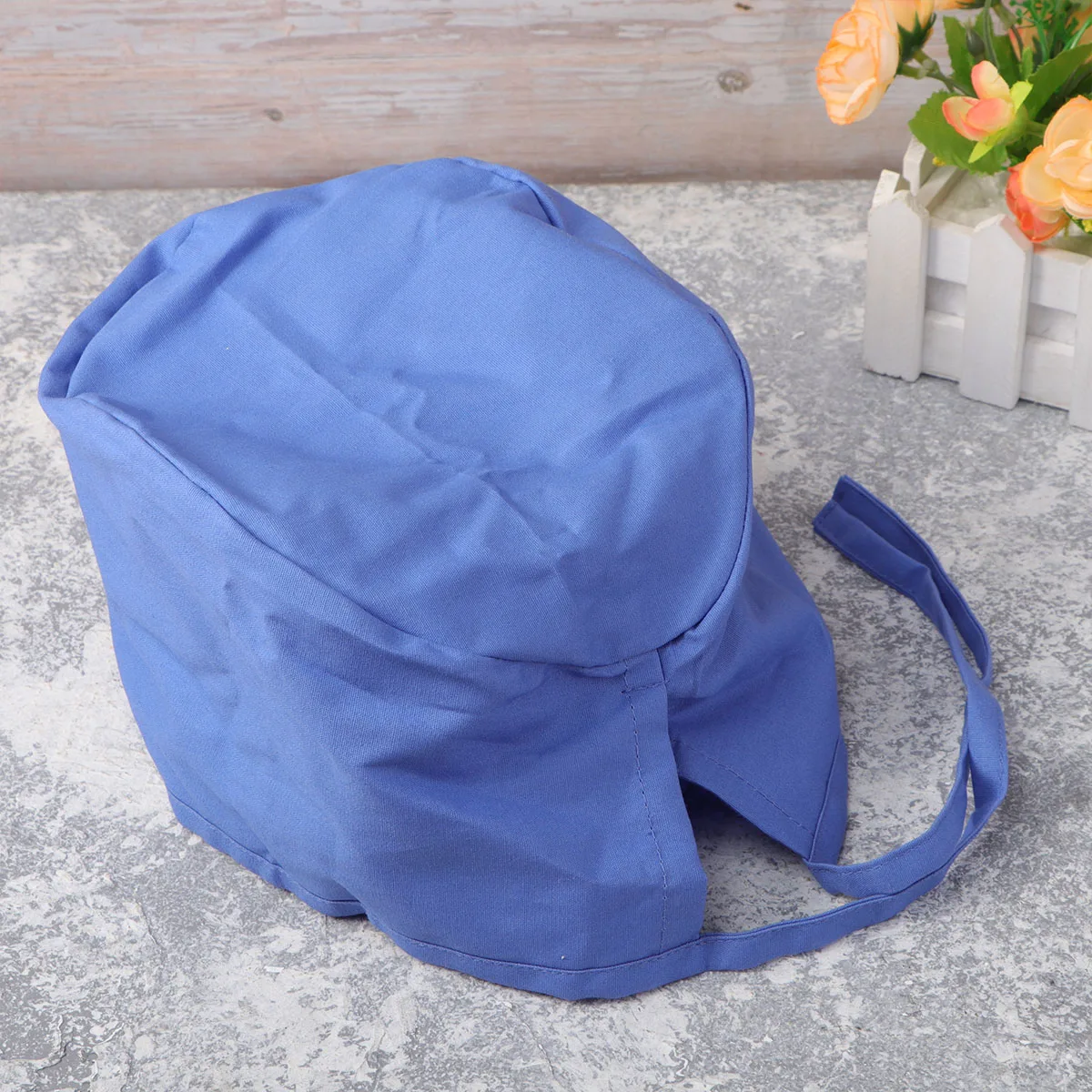

Adjustable Size Cotton Operating Room Doctor Nurse Working Caps Blue Headwear For Medical Professionals