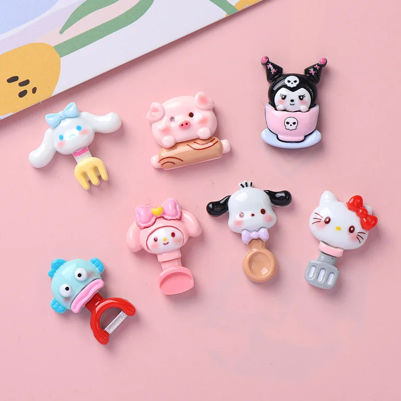 5pcs Cartoon shiny sanrio hello kitty resin flatback for craft diy supplies cabochons charms for scrampbooking embellishments