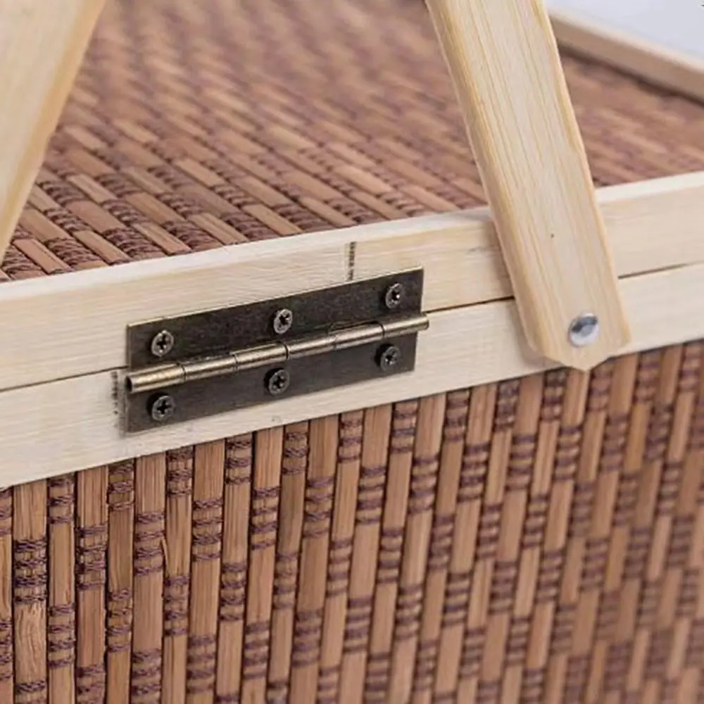 

Винтажная бамбуковая корзина из натурального китайского стиля, корзина для хранения хлеба, плетеная ручная корзина для пикника, фестиваль середины осени