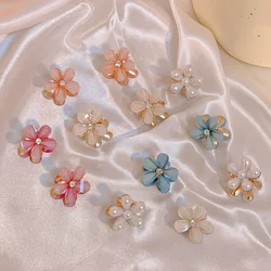 1-4Pcs Small Flower Crystal Hair Claw Clips Mini Sweet Pearl Claw Banana Clip Fashion Barrettes Hair Accessories For Women Girls