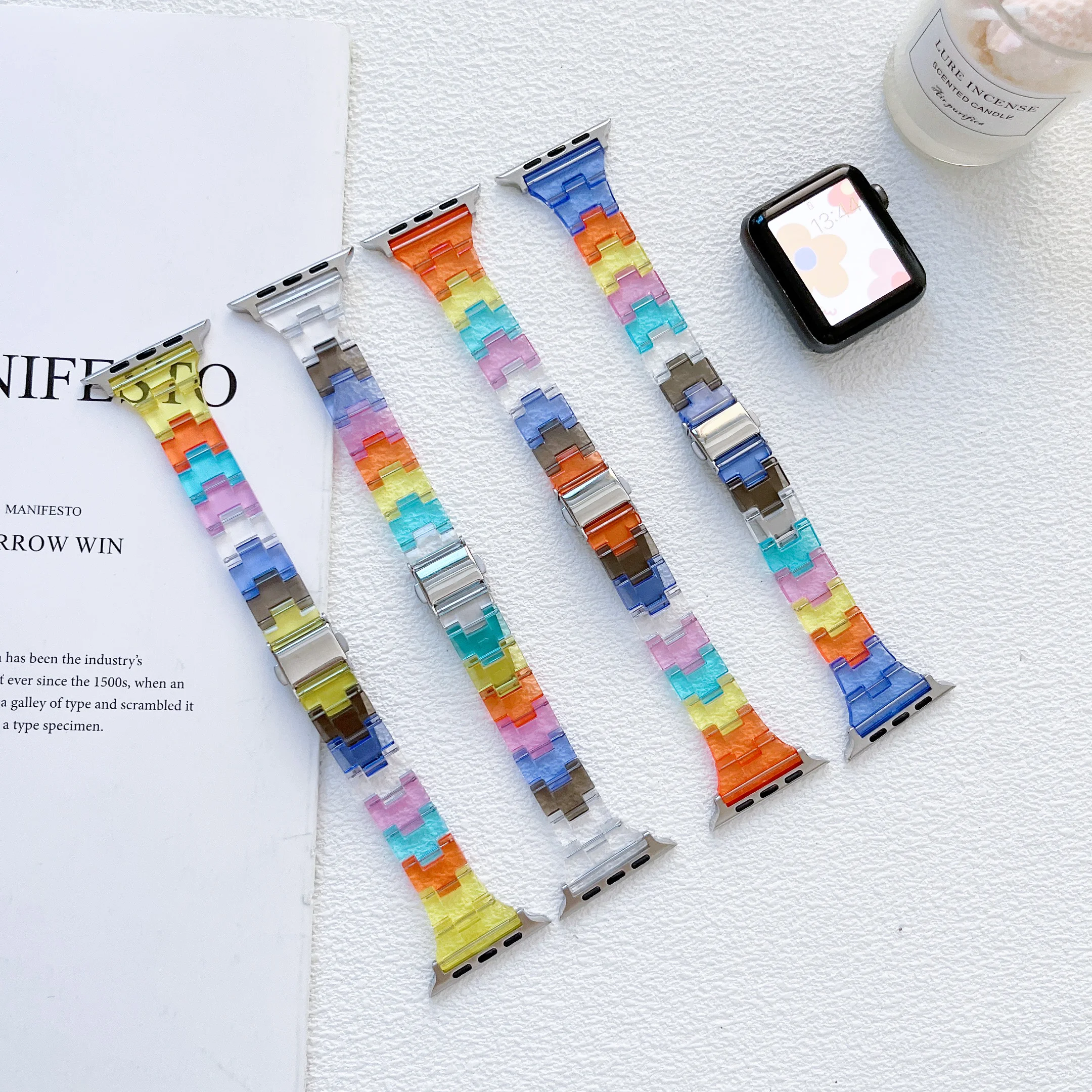 Slim Strap For Apple Watch ultra series 9 8 7 41mm 45mm 44mm 40mm 42 38mm glacier Pride bracelet Smart Band Iwatch 6 5 4 3 Se