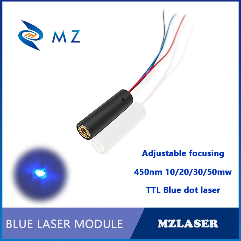 High Quality Adjustable Focusing D10x35mm 450nm 10/20/30/50mw PMMA Lens TTL Industrial Blue Dot Laser Module