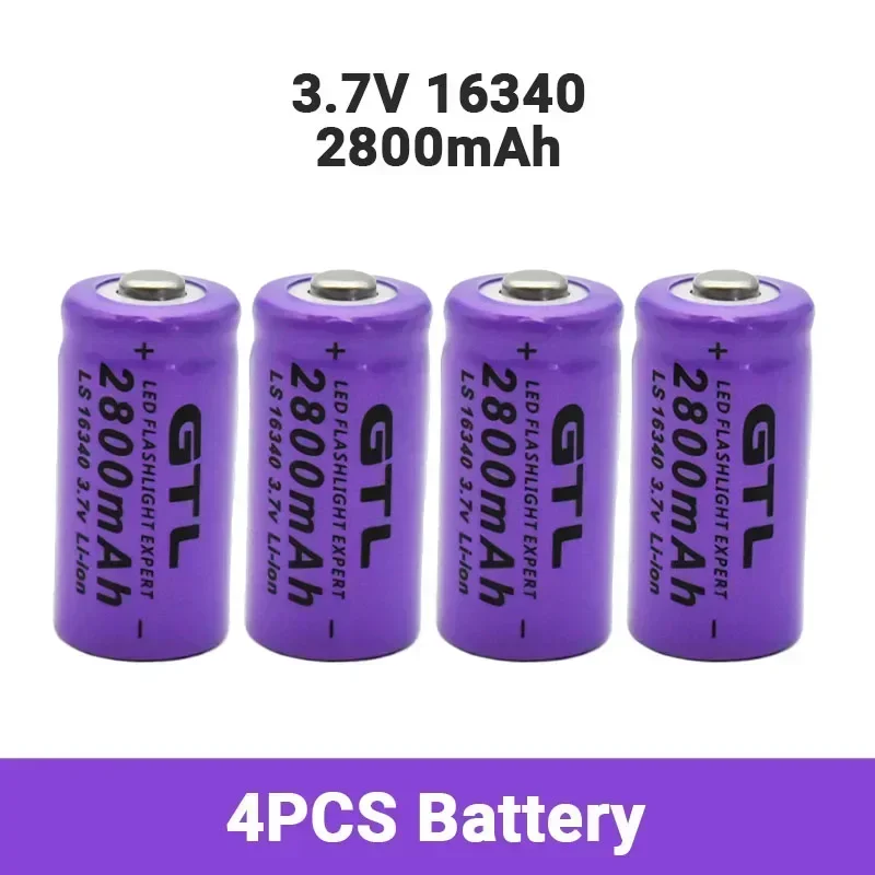Akumulator 2800mAh 3.7V Li-ion 16340 CR123A do latarki LED, ładowarka podróżna do montażu ściennego