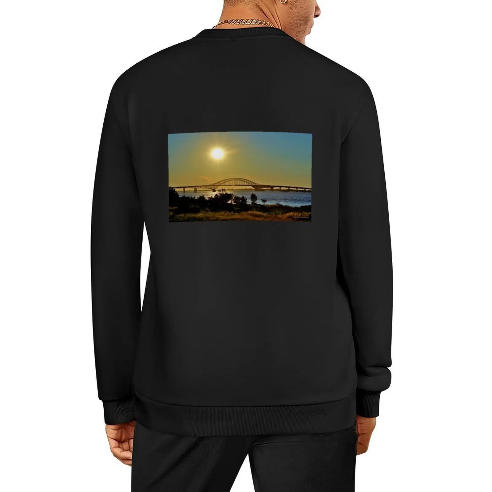 

Summer Sunset Over Robert Moses Beach Bridge Pullover blouse graphic t shirts men mens clothing hooded sweatshirts